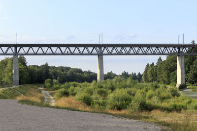 Bridge over river against clear sky