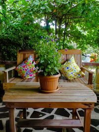 Flower plants against trees