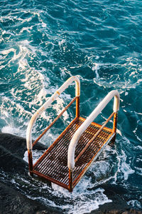 High angle view of boat on sea