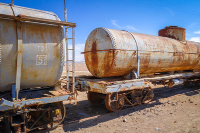 Abandoned train against sky