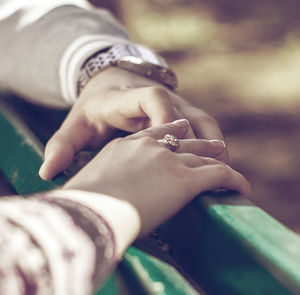 Close-up of woman hand