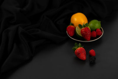 Close-up of strawberries on table