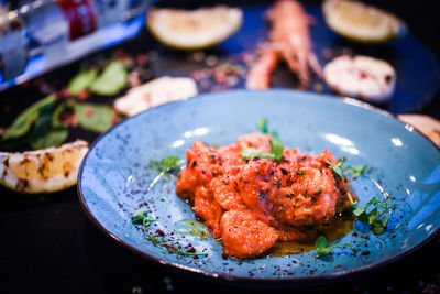 Close-up of food served in plate