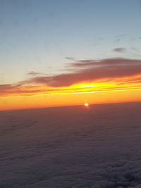Scenic view of landscape against romantic sky at sunset