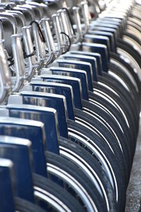 Full frame shot of a row of bicycles