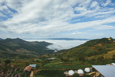 Scenic view of mountains against sky