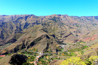 Scenic view of mountains against clear sky