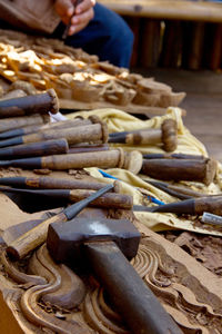 Close-up of human hand for sale in market