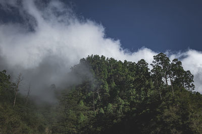 Scenic view of waterfall against sky