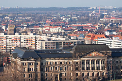 High angle view of townscape against sky