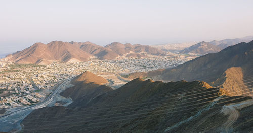 Scenic view of desert against clear sky