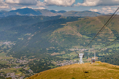 Scenic view of landscape and mountains against sky