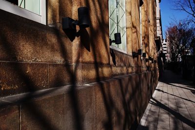 Shadow of building on wall