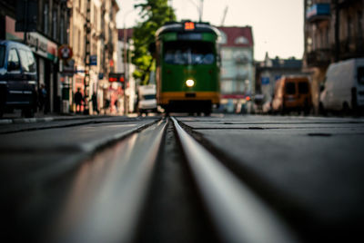 Tram in city