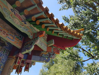 Low angle view of temple against sky