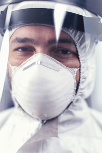 Close-up of man wearing mask