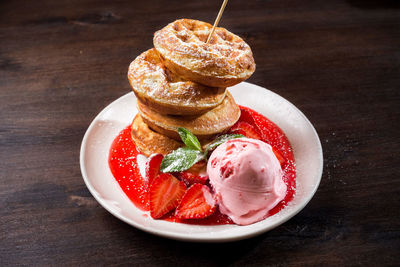 Close-up of dessert in bowl on table