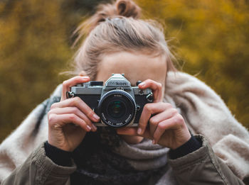 Woman photographing