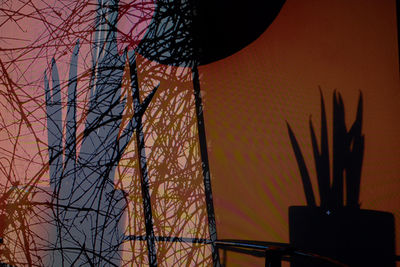 Close-up of silhouette bare trees against sky