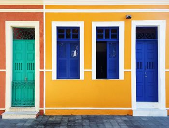 Multi colored windows of building