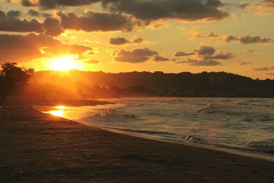 Scenic view of sunset over sea