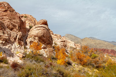 Rock formations on landscape against sky