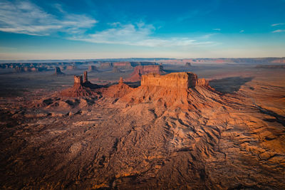 Ariel view, monument valley at sunrise utah