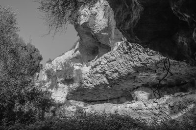 Low angle view of rock formation on mountain