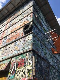 Low angle view of graffiti on building wall