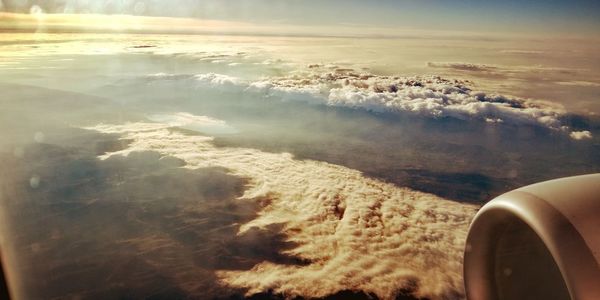 Aerial view of clouds seen from airplane