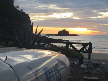 Scenic view of sea against sky during sunset