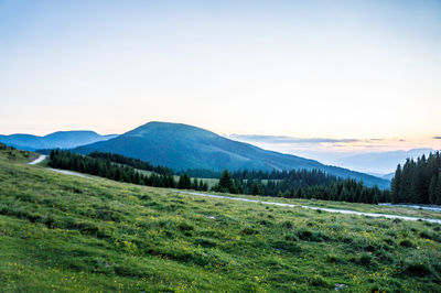 Scenic view of landscape against clear sky