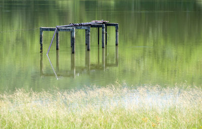 The water pump station  in the small reservoir to support the water supply system.