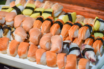 Close-up of sushi in plate