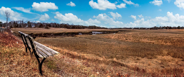 Blue sky over the marsh and sesuit creek in east dennis in winter