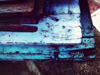 Close-up of rusty metallic wood