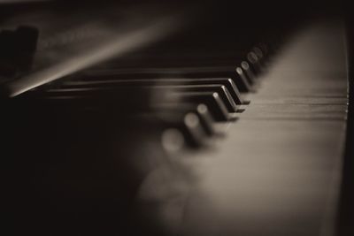 Close-up of piano keys