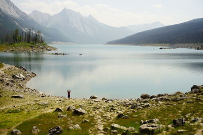 Scenic view of lake against sky