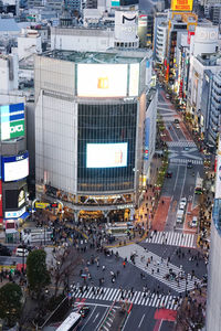 High angle view of traffic on road