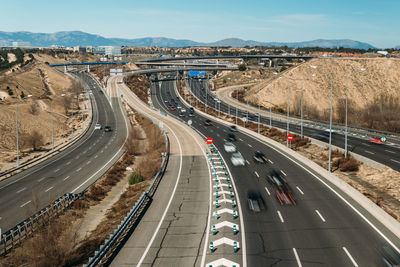 High angle view of highway in city