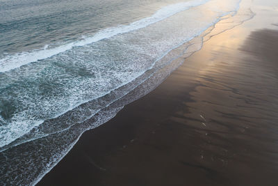 High angle view of beach at sunset