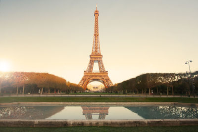 Reflection of tower in water