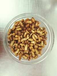 High angle view of food in bowl on table