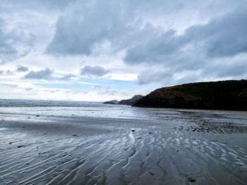 Scenic view of beach against sky