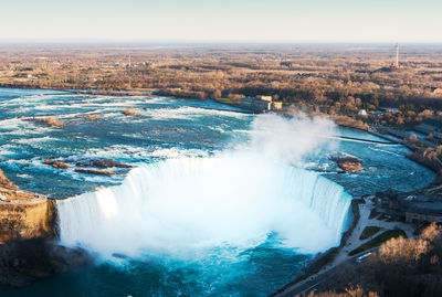 High angle view of waterfall