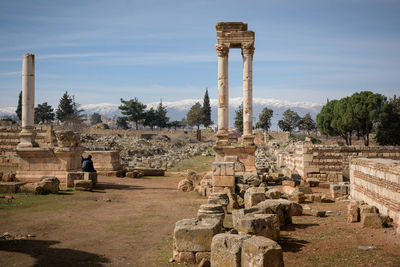 Old ruins of temple against sky