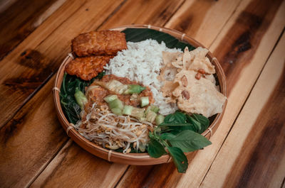 High angle view of meal served in plate