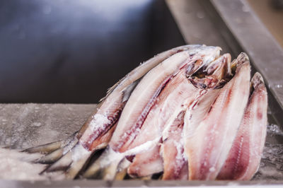 Close-up of fish for sale at market stall