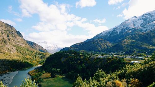 Scenic view of mountains against sky