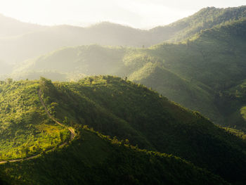 Scenic view of landscape and mountains